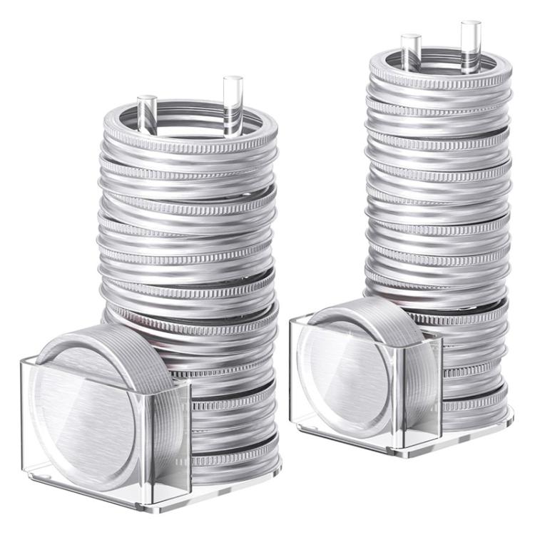 Support de rangement transparent en acrylique pour couvercles de pots Mason, ouverture standard de 70 mm, ouverture standard de 86 mm, 70 mm et 86 mm, lot de 2