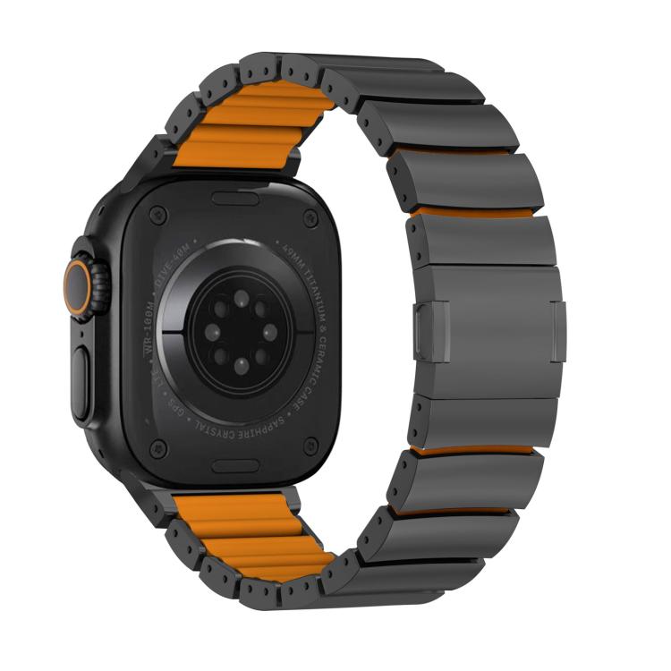 Bracelet de montre en alliage de titane et silicone avec fermoir magnétique à une perle, pour Apple Watch 46mm / 49mm / 45mm / 44mm, pour Apple Watch 42mm / 41mm / 40mm / 38mm