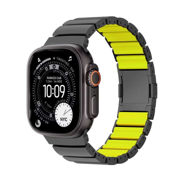 Bracelet de montre en alliage de titane et silicone avec fermoir magnétique à une perle, pour Apple Watch 46mm / 49mm / 45mm / 44mm, pour Apple Watch 42mm / 41mm / 40mm / 38mm