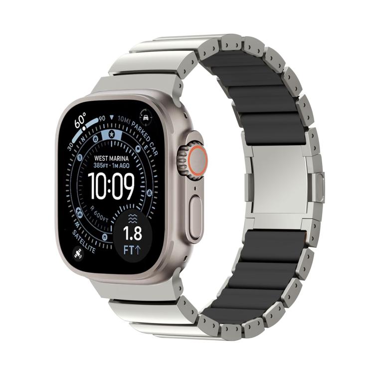 Bracelet de montre en alliage de titane et silicone avec fermoir magnétique à une perle, pour Apple Watch 46mm / 49mm / 45mm / 44mm, pour Apple Watch 42mm / 41mm / 40mm / 38mm