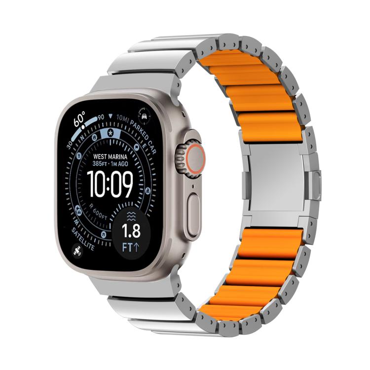 Bracelet de montre en alliage de titane et silicone avec fermoir magnétique à une perle, pour Apple Watch 46mm / 49mm / 45mm / 44mm, pour Apple Watch 42mm / 41mm / 40mm / 38mm