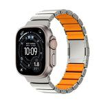 Bracelet de montre en alliage de titane et silicone avec fermoir magnétique à une perle, pour Apple Watch 46mm / 49mm / 45mm / 44mm, pour Apple Watch 42mm / 41mm / 40mm / 38mm
