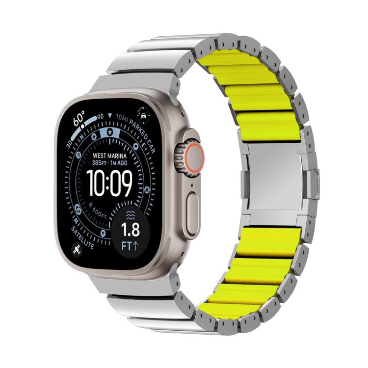 Bracelet de montre en alliage de titane et silicone avec fermoir magnétique à une perle, pour Apple Watch 46mm / 49mm / 45mm / 44mm, pour Apple Watch 42mm / 41mm / 40mm / 38mm