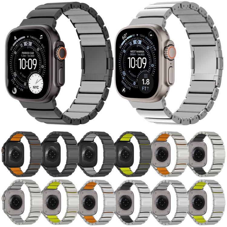Bracelet de montre en alliage de titane et silicone avec fermoir magnétique à une perle, pour Apple Watch 46mm / 49mm / 45mm / 44mm, pour Apple Watch 42mm / 41mm / 40mm / 38mm