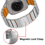 Bracelet de montre en alliage de titane et silicone avec fermoir magnétique à une perle, pour Apple Watch 46mm / 49mm / 45mm / 44mm, pour Apple Watch 42mm / 41mm / 40mm / 38mm