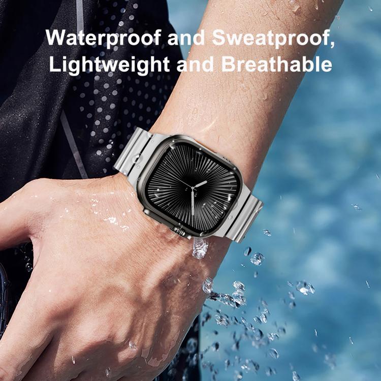 Bracelet de montre en alliage de titane et silicone avec fermoir magnétique à une perle, pour Apple Watch 46mm / 49mm / 45mm / 44mm, pour Apple Watch 42mm / 41mm / 40mm / 38mm