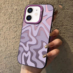 Étui de téléphone PC 2-en-1 givré avec motif à rayures ondulées, pour iPhone 11, pour iPhone 11 Pro, pour iPhone X / XS, pour iPhone XR, pour iPhone XS Max, pour iPhone 8 Plus / 7 Plus