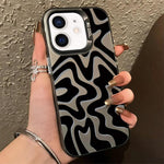 Étui de téléphone PC 2-en-1 givré avec motif à rayures ondulées, pour iPhone 11, pour iPhone 11 Pro, pour iPhone X / XS, pour iPhone XR, pour iPhone XS Max, pour iPhone 8 Plus / 7 Plus