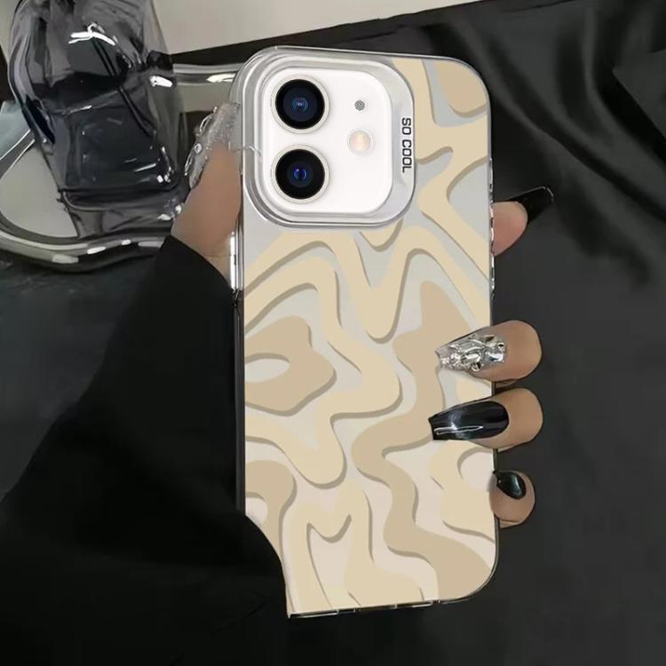 Étui de téléphone PC 2-en-1 givré avec motif à rayures ondulées, pour iPhone 11, pour iPhone 11 Pro, pour iPhone X / XS, pour iPhone XR, pour iPhone XS Max, pour iPhone 8 Plus / 7 Plus