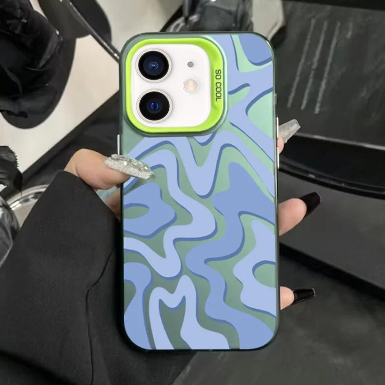 Étui de téléphone PC 2-en-1 givré avec motif à rayures ondulées, pour iPhone 11, pour iPhone 11 Pro, pour iPhone X / XS, pour iPhone XR, pour iPhone XS Max, pour iPhone 8 Plus / 7 Plus