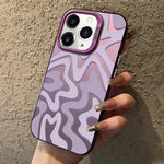 Étui de téléphone PC 2-en-1 givré avec motif à rayures ondulées, pour iPhone 11, pour iPhone 11 Pro, pour iPhone X / XS, pour iPhone XR, pour iPhone XS Max, pour iPhone 8 Plus / 7 Plus