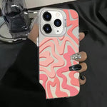 Étui de téléphone PC 2-en-1 givré avec motif à rayures ondulées, pour iPhone 11, pour iPhone 11 Pro, pour iPhone X / XS, pour iPhone XR, pour iPhone XS Max, pour iPhone 8 Plus / 7 Plus