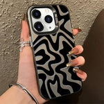 Étui de téléphone PC 2-en-1 givré avec motif à rayures ondulées, pour iPhone 11, pour iPhone 11 Pro, pour iPhone X / XS, pour iPhone XR, pour iPhone XS Max, pour iPhone 8 Plus / 7 Plus