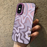 Étui de téléphone PC 2-en-1 givré avec motif à rayures ondulées, pour iPhone 11, pour iPhone 11 Pro, pour iPhone X / XS, pour iPhone XR, pour iPhone XS Max, pour iPhone 8 Plus / 7 Plus