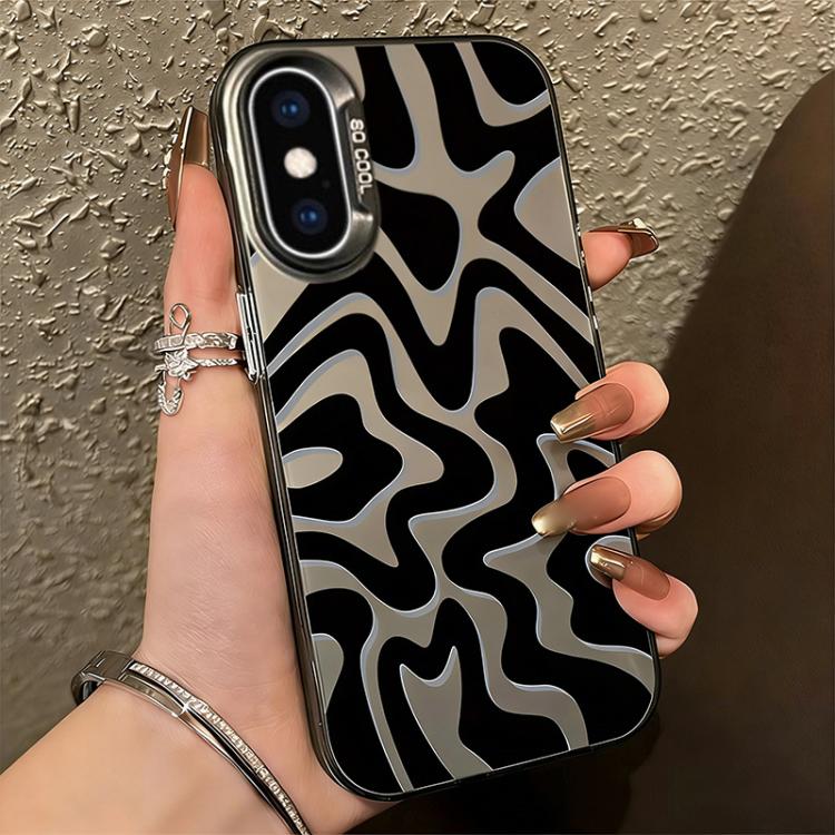Étui de téléphone PC 2-en-1 givré avec motif à rayures ondulées, pour iPhone 11, pour iPhone 11 Pro, pour iPhone X / XS, pour iPhone XR, pour iPhone XS Max, pour iPhone 8 Plus / 7 Plus