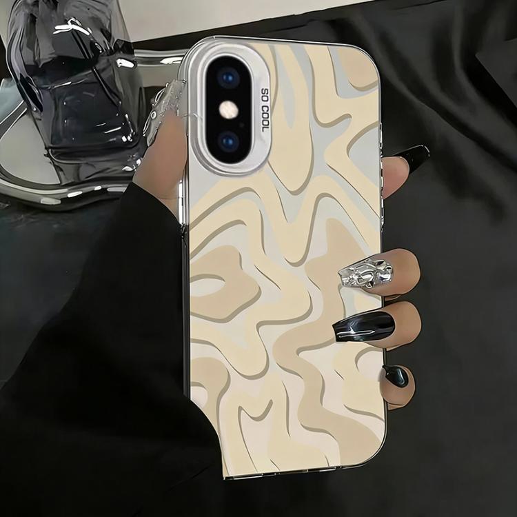 Étui de téléphone PC 2-en-1 givré avec motif à rayures ondulées, pour iPhone 11, pour iPhone 11 Pro, pour iPhone X / XS, pour iPhone XR, pour iPhone XS Max, pour iPhone 8 Plus / 7 Plus
