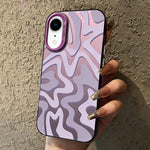 Étui de téléphone PC 2-en-1 givré avec motif à rayures ondulées, pour iPhone 11, pour iPhone 11 Pro, pour iPhone X / XS, pour iPhone XR, pour iPhone XS Max, pour iPhone 8 Plus / 7 Plus