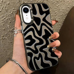 Étui de téléphone PC 2-en-1 givré avec motif à rayures ondulées, pour iPhone 11, pour iPhone 11 Pro, pour iPhone X / XS, pour iPhone XR, pour iPhone XS Max, pour iPhone 8 Plus / 7 Plus