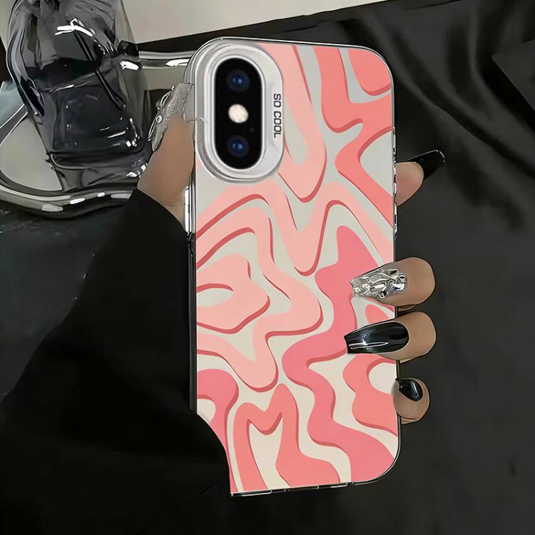 Étui de téléphone PC 2-en-1 givré avec motif à rayures ondulées, pour iPhone 11, pour iPhone 11 Pro, pour iPhone X / XS, pour iPhone XR, pour iPhone XS Max, pour iPhone 8 Plus / 7 Plus