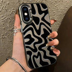 Étui de téléphone PC 2-en-1 givré avec motif à rayures ondulées, pour iPhone 11, pour iPhone 11 Pro, pour iPhone X / XS, pour iPhone XR, pour iPhone XS Max, pour iPhone 8 Plus / 7 Plus