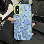 Étui de téléphone PC 2-en-1 givré avec motif à rayures ondulées, pour iPhone 11, pour iPhone 11 Pro, pour iPhone X / XS, pour iPhone XR, pour iPhone XS Max, pour iPhone 8 Plus / 7 Plus