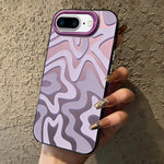 Étui de téléphone PC 2-en-1 givré avec motif à rayures ondulées, pour iPhone 11, pour iPhone 11 Pro, pour iPhone X / XS, pour iPhone XR, pour iPhone XS Max, pour iPhone 8 Plus / 7 Plus