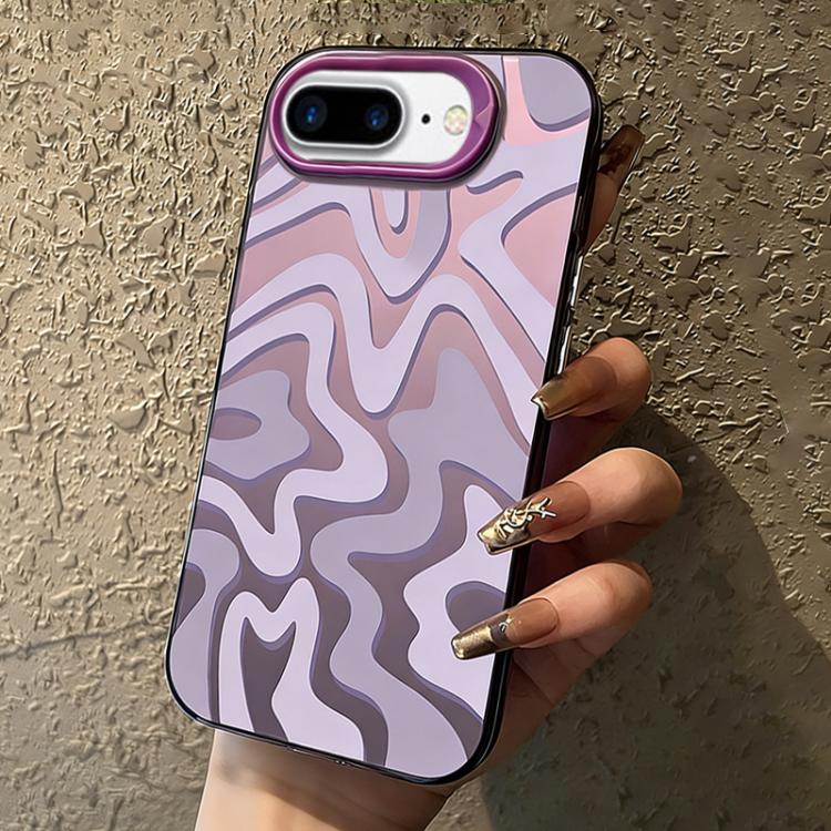 Étui de téléphone PC 2-en-1 givré avec motif à rayures ondulées, pour iPhone 11, pour iPhone 11 Pro, pour iPhone X / XS, pour iPhone XR, pour iPhone XS Max, pour iPhone 8 Plus / 7 Plus