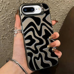 Étui de téléphone PC 2-en-1 givré avec motif à rayures ondulées, pour iPhone 11, pour iPhone 11 Pro, pour iPhone X / XS, pour iPhone XR, pour iPhone XS Max, pour iPhone 8 Plus / 7 Plus