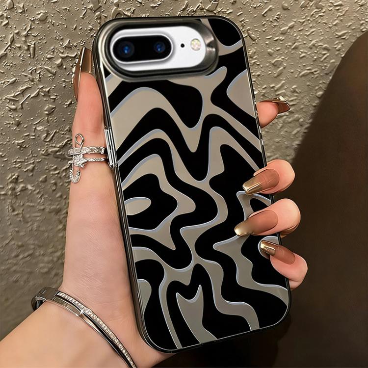 Étui de téléphone PC 2-en-1 givré avec motif à rayures ondulées, pour iPhone 11, pour iPhone 11 Pro, pour iPhone X / XS, pour iPhone XR, pour iPhone XS Max, pour iPhone 8 Plus / 7 Plus