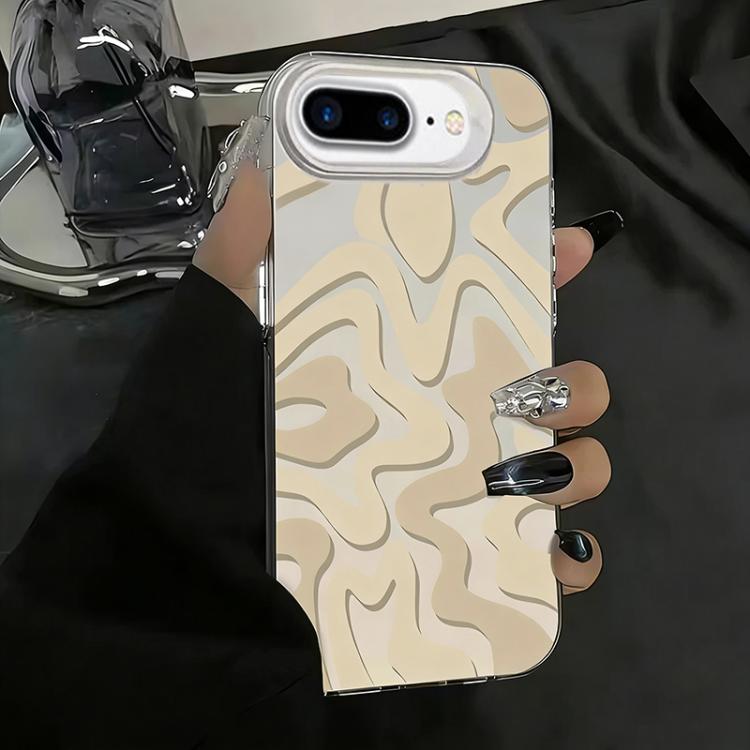 Étui de téléphone PC 2-en-1 givré avec motif à rayures ondulées, pour iPhone 11, pour iPhone 11 Pro, pour iPhone X / XS, pour iPhone XR, pour iPhone XS Max, pour iPhone 8 Plus / 7 Plus
