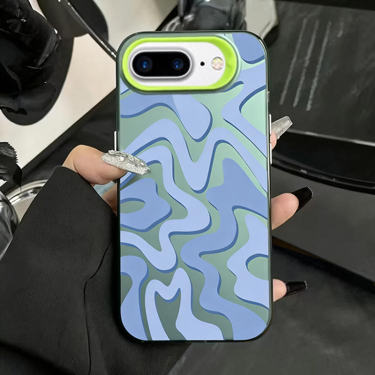Étui de téléphone PC 2-en-1 givré avec motif à rayures ondulées, pour iPhone 11, pour iPhone 11 Pro, pour iPhone X / XS, pour iPhone XR, pour iPhone XS Max, pour iPhone 8 Plus / 7 Plus