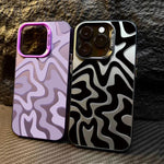 Étui de téléphone PC 2-en-1 givré avec motif à rayures ondulées, pour iPhone 11, pour iPhone 11 Pro, pour iPhone X / XS, pour iPhone XR, pour iPhone XS Max, pour iPhone 8 Plus / 7 Plus
