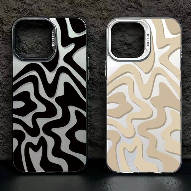 Étui de téléphone PC 2-en-1 givré avec motif à rayures ondulées, pour iPhone 11, pour iPhone 11 Pro, pour iPhone X / XS, pour iPhone XR, pour iPhone XS Max, pour iPhone 8 Plus / 7 Plus