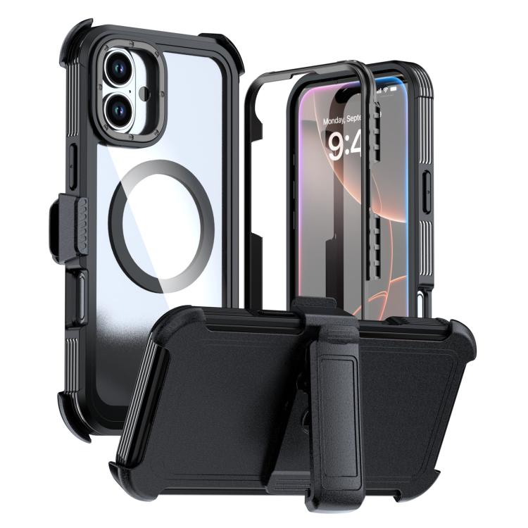 Coque magnétique en acrylique à couverture complète avec clip arrière, Pour iPhone 16 Plus, Pour iPhone 16, Pour iPhone 15 Pro Max, Pour iPhone 15 Pro, Pour iPhone 15 Plus / 14 Plus, Pour iPhone 15