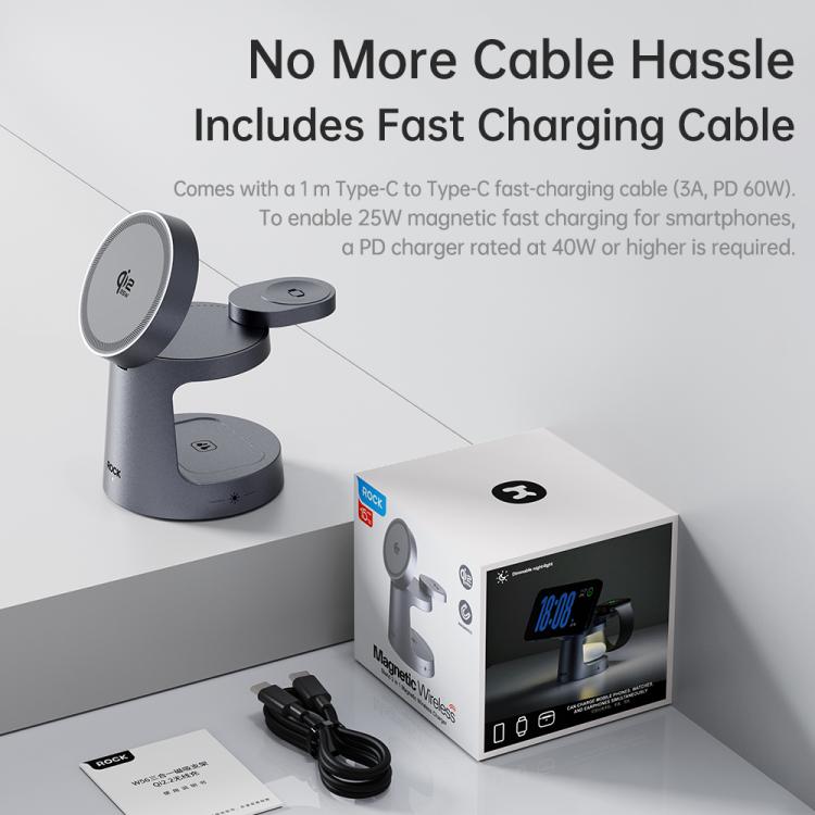 Chargeur magnétique sans fil ROCK W56 3-en-1 avec Qi2.2 25W, W56