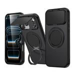 Coque de Téléphone Hybride PC TPU ShellGod avec Support Rotatif Magnétique et Protection d'Objectif, Pour iPhone 17 Pro Max, Pour iPhone 17 Pro