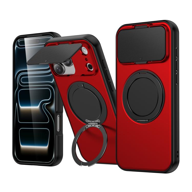 Coque de Téléphone Hybride PC TPU ShellGod avec Support Rotatif Magnétique et Protection d'Objectif, Pour iPhone 17 Pro Max, Pour iPhone 17 Pro