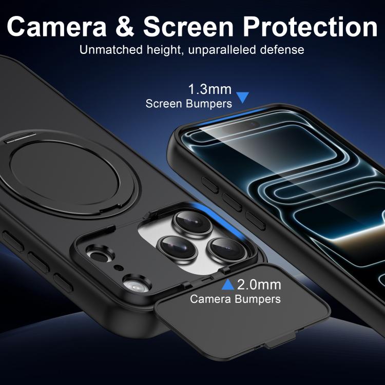 Coque de Téléphone Hybride PC TPU ShellGod avec Support Rotatif Magnétique et Protection d'Objectif, Pour iPhone 17 Pro Max, Pour iPhone 17 Pro