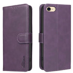 Coque de téléphone en cuir végétalien RFID texturé en cuir de veau de couleur unie, pour iPhone XS Max, pour iPhone 6 Plus/7 Plus/8 Plus, pour iPhone 6 / 7 / 8