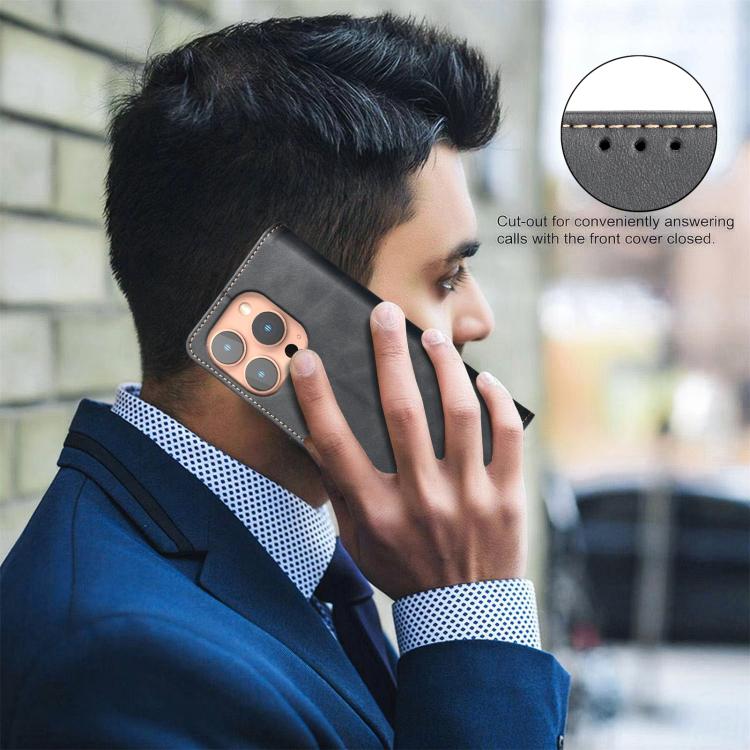 Coque de téléphone en cuir végétalien RFID texturé en cuir de veau de couleur unie, pour iPhone XS Max, pour iPhone 6 Plus/7 Plus/8 Plus, pour iPhone 6 / 7 / 8