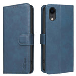 Coque de téléphone en cuir végétalien RFID texturé en cuir de veau de couleur unie, pour iPhone XS Max, pour iPhone 6 Plus/7 Plus/8 Plus, pour iPhone 6 / 7 / 8