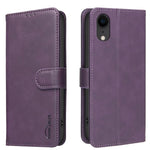 Coque de téléphone en cuir végétalien RFID texturé en cuir de veau de couleur unie, pour iPhone XS Max, pour iPhone 6 Plus/7 Plus/8 Plus, pour iPhone 6 / 7 / 8