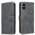 Coque de téléphone en cuir végétalien RFID texturé en cuir de veau de couleur unie, pour iPhone XS Max, pour iPhone 6 Plus/7 Plus/8 Plus, pour iPhone 6 / 7 / 8