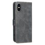 Coque de téléphone en cuir végétalien RFID texturé en cuir de veau de couleur unie, pour iPhone XS Max, pour iPhone 6 Plus/7 Plus/8 Plus, pour iPhone 6 / 7 / 8