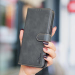 Coque de téléphone en cuir végétalien RFID texturé en cuir de veau de couleur unie, pour iPhone XS Max, pour iPhone 6 Plus/7 Plus/8 Plus, pour iPhone 6 / 7 / 8