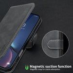 Coque de téléphone en cuir végétalien RFID texturé en cuir de veau de couleur unie, pour iPhone XS Max, pour iPhone 6 Plus/7 Plus/8 Plus, pour iPhone 6 / 7 / 8