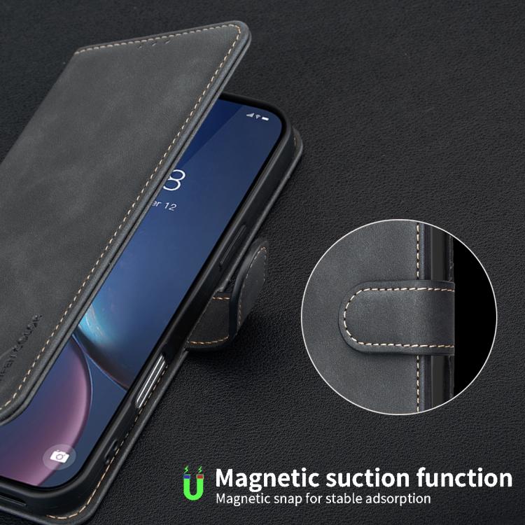 Coque de téléphone en cuir végétalien RFID texturé en cuir de veau de couleur unie, pour iPhone XS Max, pour iPhone 6 Plus/7 Plus/8 Plus, pour iPhone 6 / 7 / 8