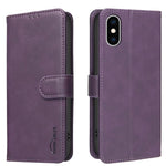 Coque de téléphone en cuir végétalien RFID texturé en cuir de veau de couleur unie, pour iPhone XS Max, pour iPhone 6 Plus/7 Plus/8 Plus, pour iPhone 6 / 7 / 8