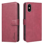 Coque de téléphone en cuir végétalien RFID texturé en cuir de veau de couleur unie, pour iPhone XS Max, pour iPhone 6 Plus/7 Plus/8 Plus, pour iPhone 6 / 7 / 8