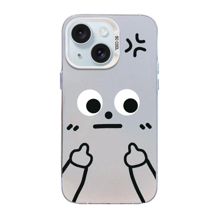 Coque de téléphone hybride PC TPU givrée argentée avec motifs Little Man Gestures, pour iPhone 15, iPhone 14 Plus, iPhone 14, iPhone 14 Pro, iPhone 14 Pro Max, iPhone 13 Pro Max, iPhone 13 Pro, iPhone 13, iPhone 13 mini, iPhone 12